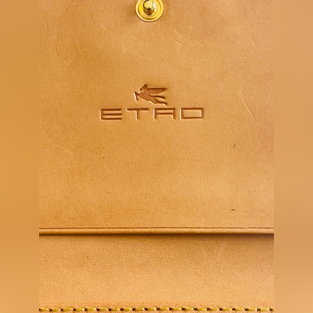 EUC VINTAGE ETRO SIGNATURE PAISLEY PRINT CANVAS TRIFOLD, LEATHER TRIM & INTERIOR - Picture 12 of 16